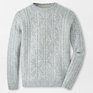 Peter Miller Callum Cable Knit Crewneck Sweater in Gray. Size M